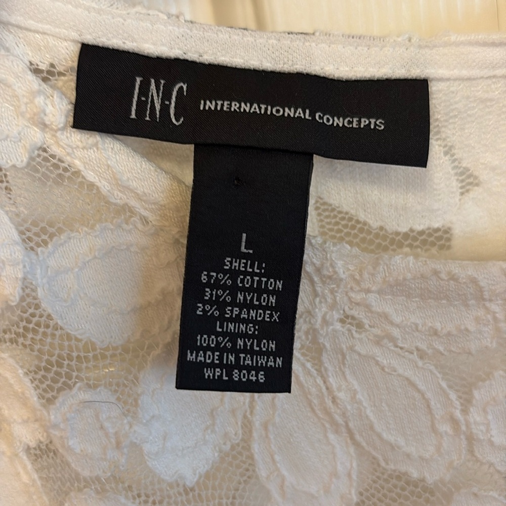 INC International Concepts White Lace Floral Top - Picture 3 of 4